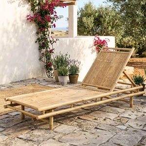 Tumbona Reclinable de Bambú Ecológica – Tumbona Resistente para Exteriores, Playa, Piscina, Patio y Resort - Product Image 1