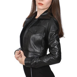 Vestes en cuir courtes pour femmes, vêtements décontractés pour l'extérieur, saison automne-hiver, mode féminine - Product Image 4