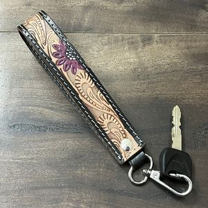 Wholesale Custom Hand Strap <b>Key</b> Chain Hand Tooled Genuine Leather Wristlet Keychain Lanyards for <b>Wallet</b> Purse Clutch Cellphone - Product Image 4