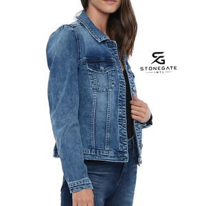 Chaqueta Vaquera de Moda para Mujer con Detalles de Pedrería, Fabricante con MOQ Bajo para Colecciones de Boutique y Compradores de Ropa a la Moda - Product Image 2
