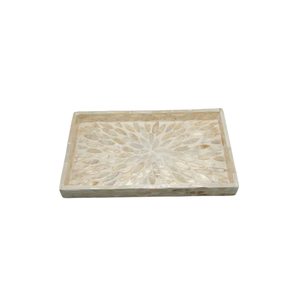 Plateau de service de luxe artisanal en nacre avec incrustations de coquillages, idéal pour table basse, ottoman et décoration intérieure - Product Image 3