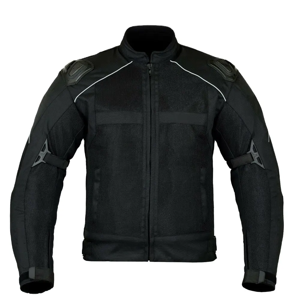 Jaqueta de moto masculina com forro de malha respirável e removível, com equipamento de proteção para corrida