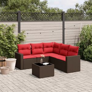 Divano da 6 pezzi in Poly Rattan marrone con cuscini mobili da esterno resistenti - Product Image 1