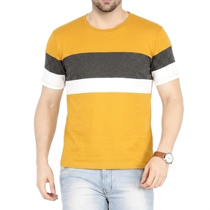 เสื้อยืดแขนสั้นผู้ชายลำลอง คอโอ ลายทางตัดสี ทรงปกติ ผ้าถัก - Product Image 4