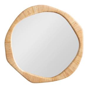 Espejo de pared redondo irregular de ratán tejido, forma natural orgánica, decoración para el hogar, para hotel, cafetería, venta al por mayor, sostenible - Product Image 1