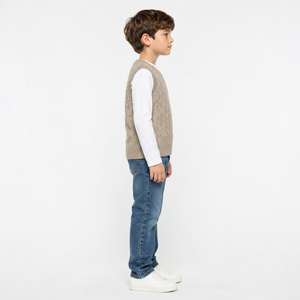 Suéter personalizado para niño, <span class=keywords><strong>chaleco</strong></span> de <span class=keywords><strong>lana</strong></span> de Cachemira, cuello redondo, <span class=keywords><strong>chaleco</strong></span> de punto con cable - Product Image 4