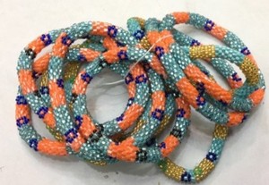 Orange Color Shade Glass <b>Beads</b> Roll <b>Bracelets</b> for Children's-Romantic Tassel Design Gift - Product Image 4