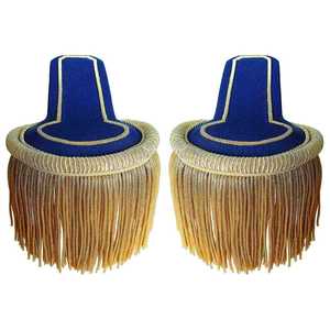 อีโบลูเต้ติดไหล่สีน้ำเงินคุณภาพสูง ผ้าฝ้าย 100% ประดับพู่และดิ้นทอง สำหรับเครื่องแบบพิธีการ วงโยธวาทิต และชุดยุทธวิธี - Product Image 1