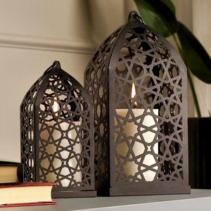 Hot Selling Ramadan Tabletop Home <b>Decorations</b> Metal Moroccan Large Candle Pillar Holder Lanterns - Product Image 1