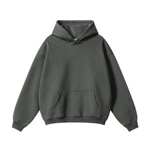 Streetwear Cotton Oversize Hoodie <b>Thick</b> <b>Fleece</b> Drop Shoulder Plain Blank Tracksuits Custom Men Hoodies - Product Image 3