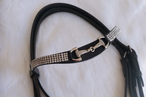 Banda Frontal para Caballo Más Vendida, Acolchada Suave con Doble Decoración de Cristal, Directo del Proveedor, Banda Frontal de Cuero Personalizable - Product Image 6