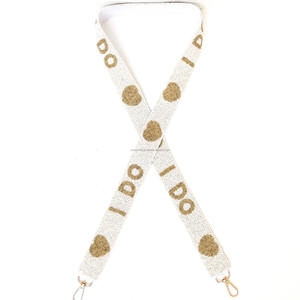 Sangle de sac de perles de rocaille imperméable professionnelle avec crochets blanc et Champagne perlé épaule/bandoulière à la main taille personnalisée - Product Image 4