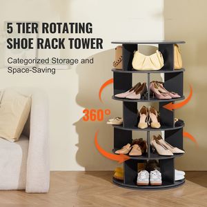 Scarpiera Girevole a 5 Livelli, Espositore per Scarpe Rotante a 360 Gradi, Finitura Laccata, Carosello Portascarpe Girevole Salvaspazio - Product Image 2