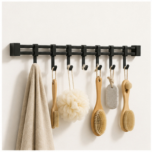 Wall Mounted Kitchen Utensil Hanger with <b>Hooks</b> Matte <b>Black</b> Carbon Steel Pot and Pan Organizer Rack for Home & Kitchens - Product Image 4