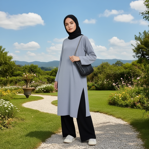 เสื้อผ้าฝ้ายผู้หญิงแบบเรียบร้อย ทรงสลิททูนิค - Product Image 3