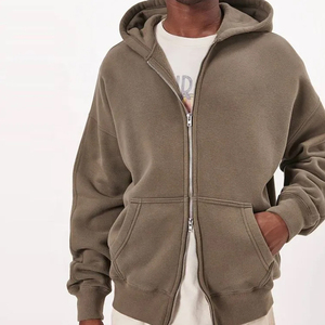 Sudadera con Capucha y Cremallera Extra Grande Personalizada para Hombre, de Forro Polar, Color Sólido, Corte Casual, Largo Regular, Material de Algodón, para Otoño - Product Image 1