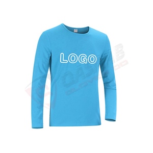 Dernier modèle T-shirts à manches longues en coton et polyester à ourlet rond respirant pour le sport et le fitness pour hommes - Product Image 3