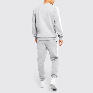 Custom Logo Men Casual Tracksuits Pullover Crewneck <b>White</b> Gray Sweatshirt <b>Jogger</b> Pant Polyester Cotton Heavyweight Sweatsuits - Product Image 3
