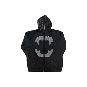 Sudadera con capucha y cremallera para hombre, de manga larga, con gráfico de diamantes de imitación, estilo Halloween, oversize, chaqueta gótica, ropa urbana - Product Image 2