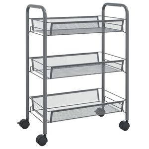 Carrito de Cocina de Hierro Gris de 3 Niveles, 18.1"x10.2"x25.2", Solución de Almacenamiento Versátil 100% Algodón - Product Image 2