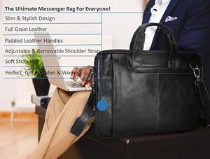 Elegant Business Genuine Leather Large Capacity <b>Laptop</b> Briefcase Custom Logo Crossbody Handbag Durable Anti-Theft Portable High - Product Image 2