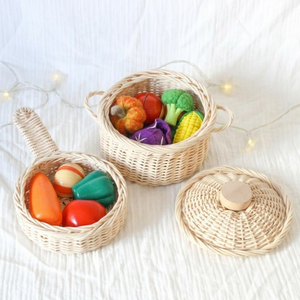 Juego de Cocina de Mimbre Tejido a Mano para Niños, Juguete de Imitación, Juego de Roles Creativo y Decoración para Casa de Muñecas, Edades 2-7, Venta al por Mayor - Product Image 1