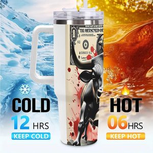 Vaso de Acero Inoxidable de 40oz con Diseño de Toro y Dinero para Uso Comercial - Product Image 6