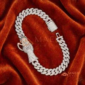 Pulsera Cubana de Plata con Moissanita, Cadena Fina, Pulsera de Eslabones, Premium de Lujo, Moda - Product Image 5