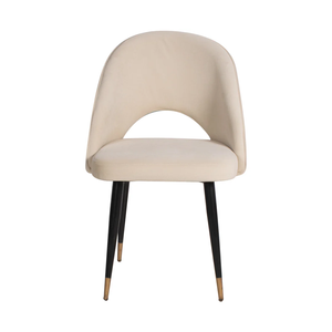 Italian Nordic Minimalist Convertible Dining Chair Light Luxury Velvet <b>Backrest</b> White with Black Metal Legs - Product Image 4