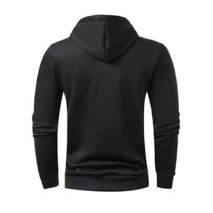 Sweat-shirt à capuche noir zippé, coupe ajustée, en polyester tricoté, décontracté, pour l'automne, avec poche avant - Product Image 2