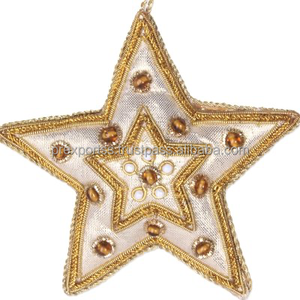 Handmade Embroidered <b>Beaded</b> Rocking Horse Ornament Christmas Tree Hanging Decoration Zari <b>Thread</b> Christian Crystal Alloy - Product Image 3