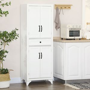 67\" White 4-Door <b>Kitchen</b> <b>Pantry</b> Cabinet with Adjustable Shelves and Drawer - Product Image 2