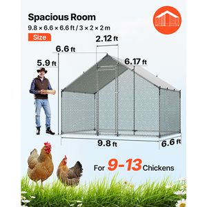 Ampio Pollaio in Metallo 9.8 x 6.6 x 6.6 piedi, Impermeabile, con Tetto a Spiovente e Recinto per Galline - Product Image 2