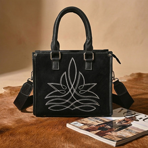 Womens Fashion Leather Tote Bag with Embroidery Structured Satchel Handbag <b>Shoulder</b> <b>Strap</b> Daily Use Minimalist All Seasons - Product Image 5