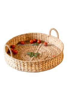 Elegante y asequible juego de bandejas redondas de ratán con artesanía india artística para cocina, comedor y decoración de Ramadán - Product Image 5