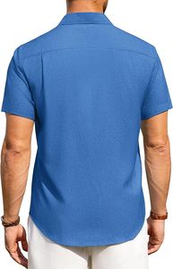 Camisas de Lino Aero para Hombre, Camisas de Manga Corta con Botones, Sin Arrugas, Casuales, para Vacaciones, Playa, Verano, Transpirables - Product Image 4