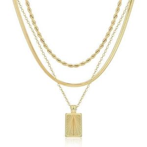 Collana da Donna Impilabile in Oro 14K e Argento con Cerchio di Diamanti CZ e Catena, Collane Impilabili alla Moda - Product Image 1