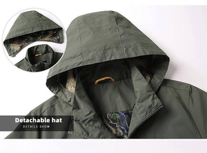 Men's Waterproof Soft <b>Shell</b> Hunting Jacket Solid Color Full Sleeve Autumn Outdoor Wear - Product Image 4