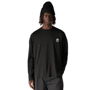 Men <b>Black</b> <b>Long</b> Sleeve <b>T</b> <b>Shirt</b> with Small Chest Logo Crew Neck Cotton Casual Streetwear Fashion Top for Daily Wear - Product Image 6