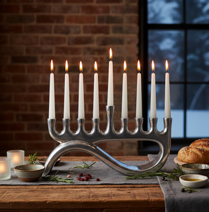 Handcrafted Sleek <b>Black</b> Antick Design Menorah <b>Candle</b> Stands for Home Decor & Missionary Services in Multiple Color and Sizes - Product Image 3