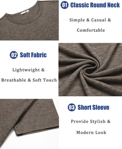 T-shirt en coton pour homme, col rond, manches courtes, doux, respirant, écologique, séchage rapide, coupe ajustée, vierge, avec logo frontal, vente en gros - Product Image 6