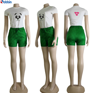 Conjunto de Verano de 2 Piezas Estilo Hip Hop para Mujer, Ecológico, 100% Algodón, Secado Rápido, Transpirable, Camiseta Corta Informal hasta la Rodilla - Product Image 5