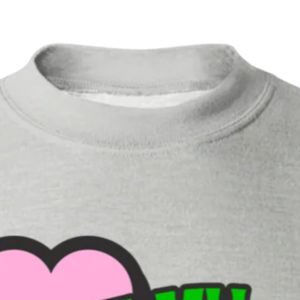 Sweat-shirt à col rond gris avec motifs roses et verts, manches longues, poignets côtelés, décontracté, en polaire pour femme, style urbain - Product Image 3