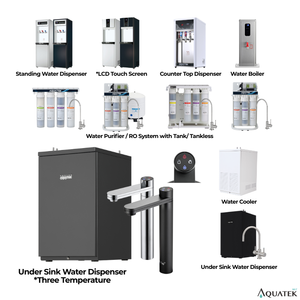 Dispensador de Pie Aquatek AQ-1113 |   Tanque de Agua Caliente de 5L |   950W |    Sistema de Ósmosis Inversa de 5 Etapas (AQ-50-2) |   Acero Inoxidable |   Hoteles y Oficinas Confiables - Product Image 2