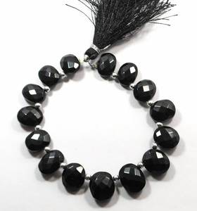 Cuentas ovaladas facetadas de espinela negra natural, hilo de cuentas sueltas de piedras preciosas para la fabricación de joyería artesanal al por mayor - Product Image 1