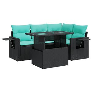ชุดโซฟาลานบ้านอะคาเซียหวายโพลีสีดำ 5 ชิ้นพร้อมชุดเบาะรองนั่งในสวน - Product Image 2