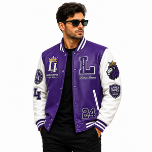 Chaqueta Varsity de Invierno Personalizada para Equipo, Parche de Letras de Chenilla de Alta Calidad, Mangas de Cuero PU, Cuello Acanalado, Club Deportivo de Béisbol - Product Image 2