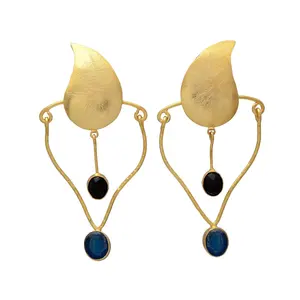 Drop and dangle toffee shape design for brass gold platted earrings for women and girls Huggie Earrings with Zircon Designs