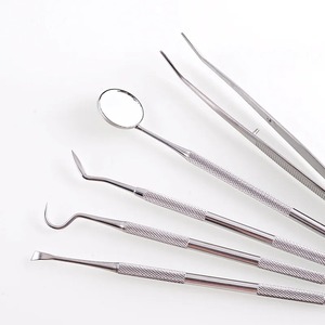 Miroir dentaire en acier inoxydable, outil de soins bucco-dentaires, outil de nettoyage des dents, pince, sonde, grattoir à pointe plate - Product Image 2