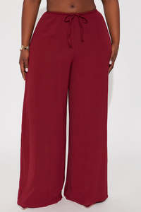 Wide Leg Sweatpants High Waist Drawstring Lounge Pants Ladies Loose Fit Fleece Sweatpants Casual Wide Leg Joggers Women - Product Image 2